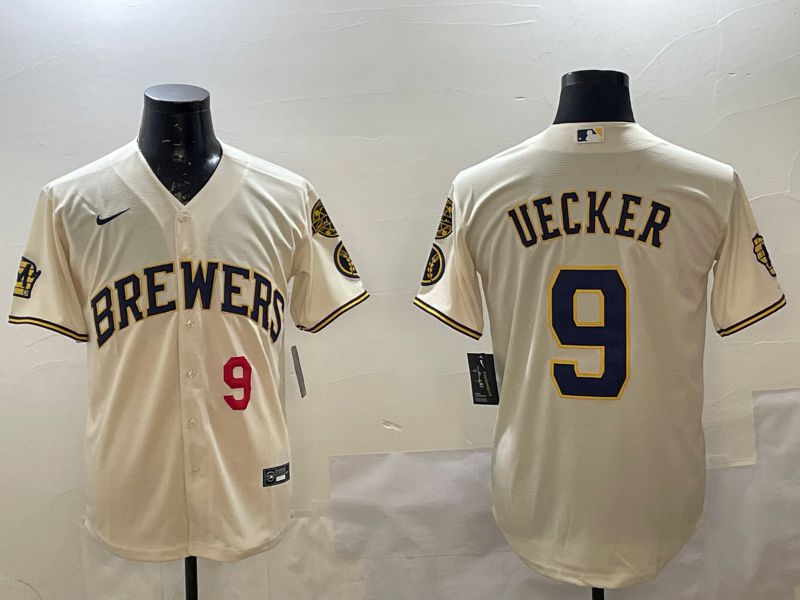 Men Milwaukee Brewers #9 Uecker Cream Game 2025 Nike MLB Jersey style 2